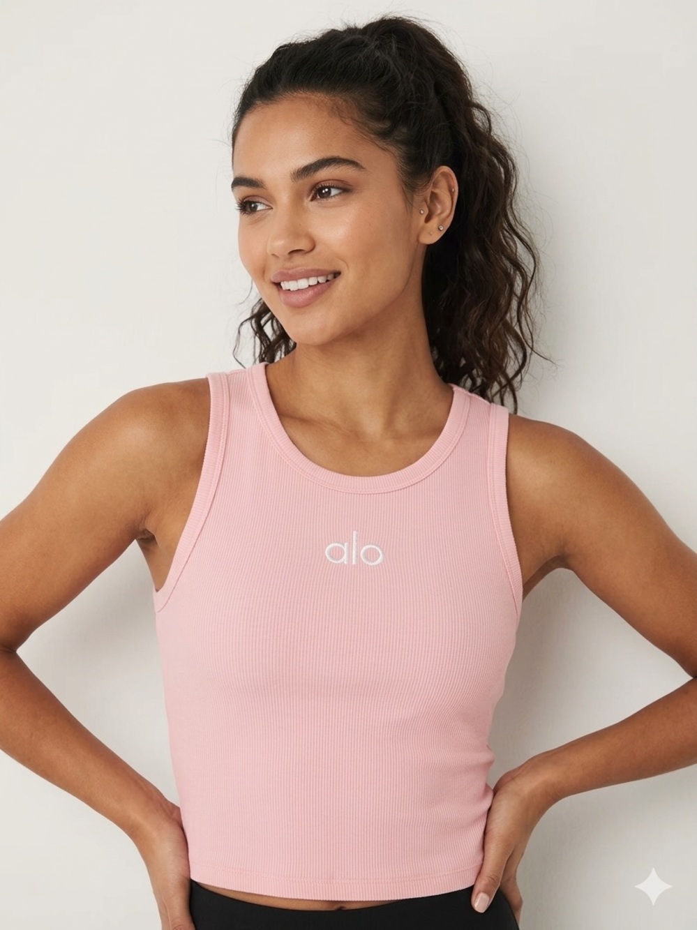 ALO Yoga Ribbed Cropped Tank Top - Dusty Pink